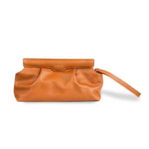 The Melia Clutch in Cognac